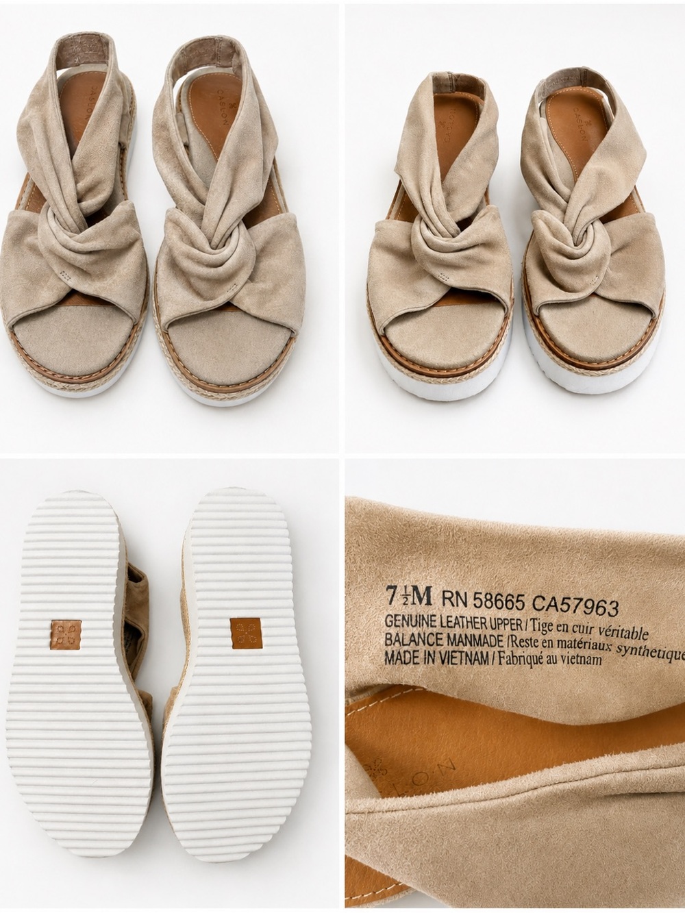 Caslon Joelle / Joelle-Lea suede twist-knot platform slingback sandals Size 7.5